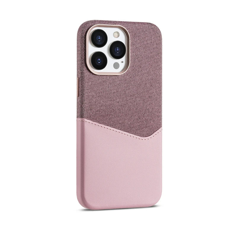 Case iPhone em Tecido e Couro Minimalista
