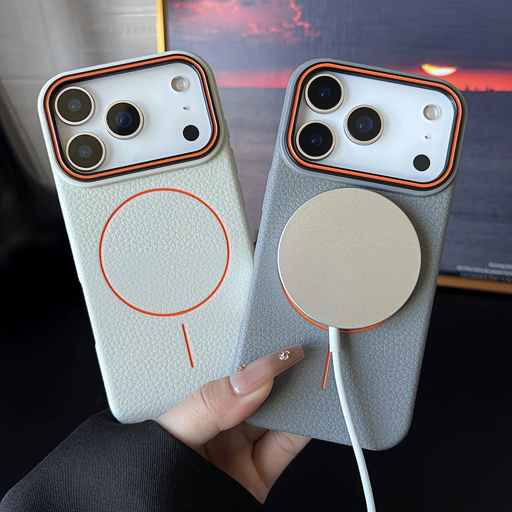 Case iPhone em Couro MagSafe Minimalista Premium