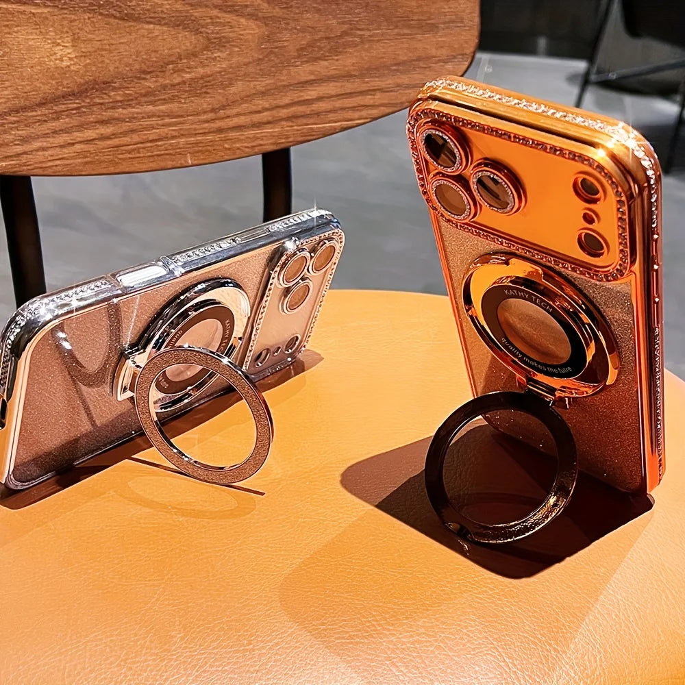 Case Glitter MagSafe + Suporte e Proteção para Lentes