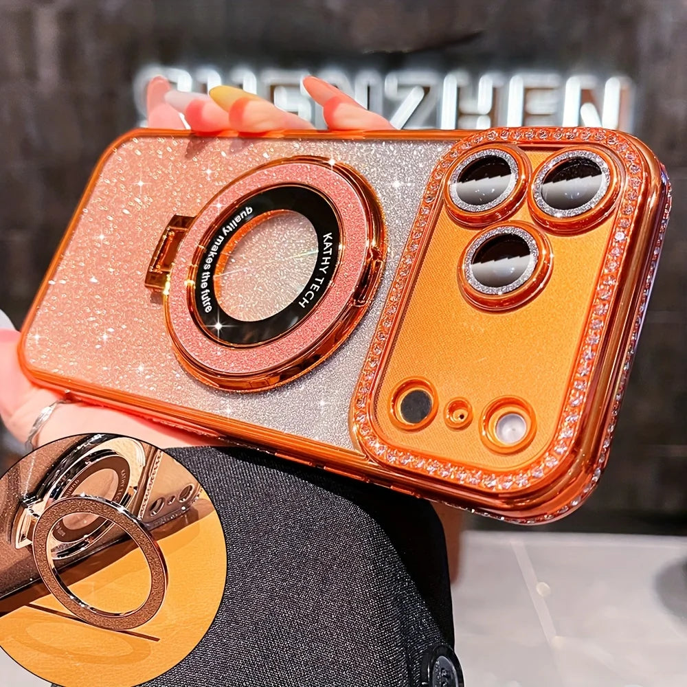 Case Glitter MagSafe + Suporte e Proteção para Lentes