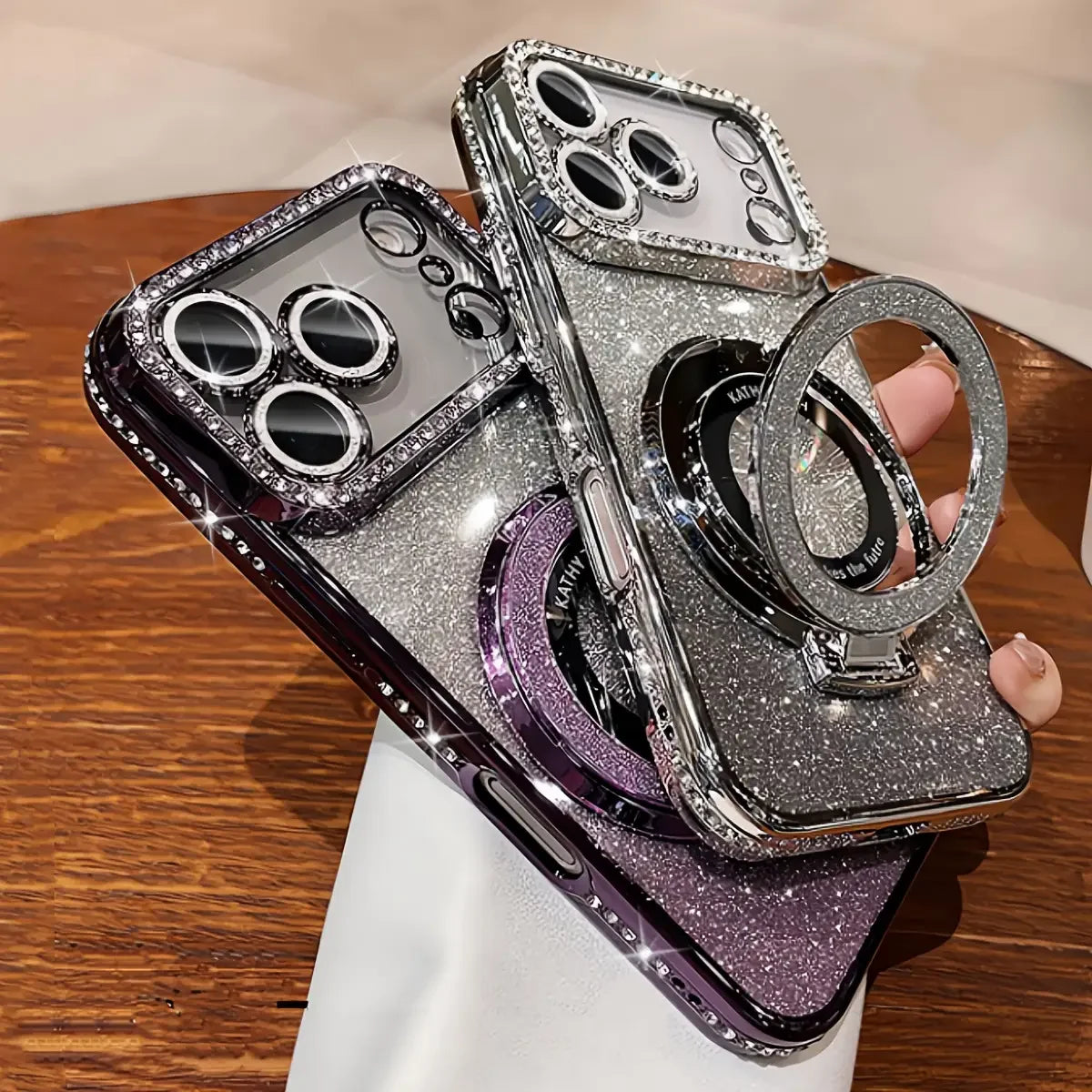 Case Glitter MagSafe + Suporte e Proteção para Lentes